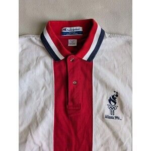 VTG Atlanta 1996 Olympics Polo Golf Shirt Mens XXL 2XL Colorblock CHAMPION USA